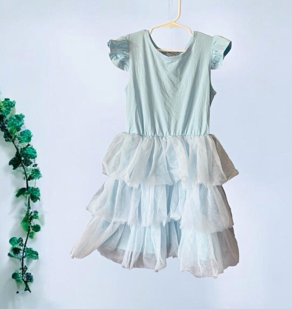 Noomelfish Girls Tutu Dress Size M Medium Pastel Light Blue Tiered Tulle Princes